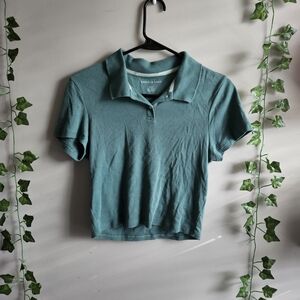American Eagle Teal Blue Polo Button Top